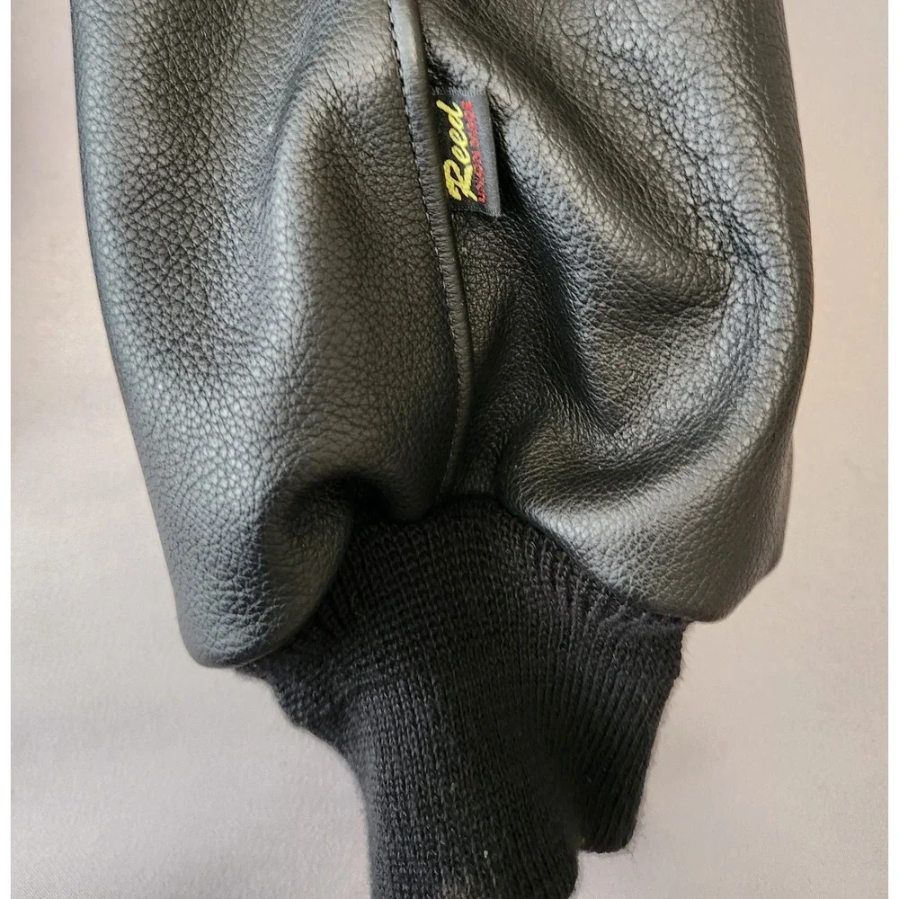 Reed Leather Sportswear Mens XL‎ Wool Leather Varsity Jacket No Spin USA Black